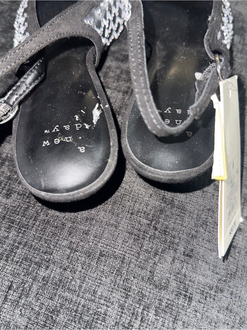 a new day Black Rhinestone Mesh Pointed Slingback Flats - Picture 5 of 7